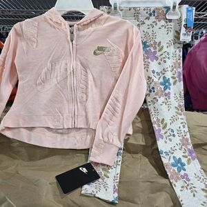 Nike Kids Light Pink Hoodie and Floral Leggings